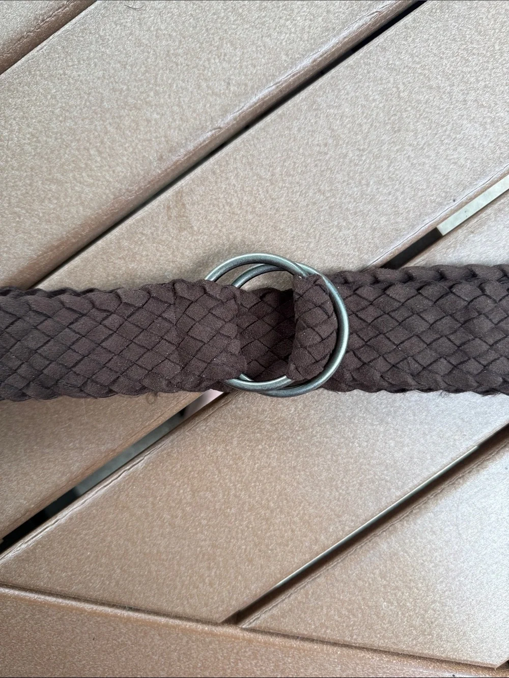 Limited Too Y2K Braided Brown Faux Leather Ring Belt